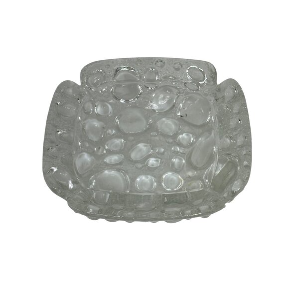 VTG 90s Libbey Clear Pebble Art Glass Ashtray 4" Mid Century Modern Trinket Dish - Picture 1 of 5